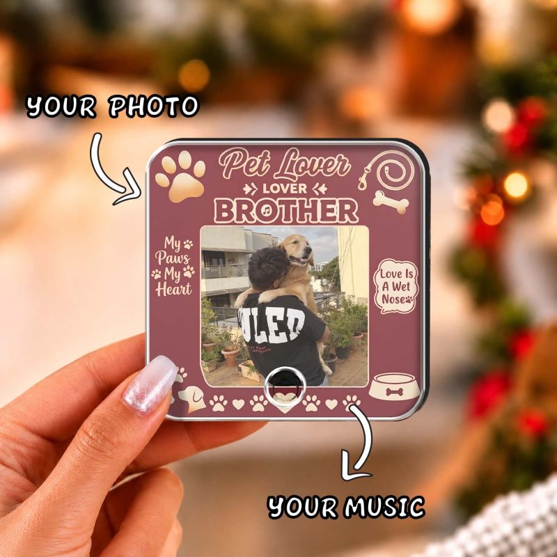 Personalized Gift for Pet Lover, Custom Musical Fridge Magnet with Photo & Song, Pet Lover Keepsake for Dog & Cat Lovers, Pet Memory Gift, Birthday Gift for Pet Parents